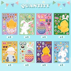 Easter Sticker Decals for Kids 24 Sheets Crafts Baskets Toys Decorations