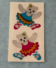 Vintage 1980s stickers Hambly Studios Mylar Foil Shiny Dancing Ballerina Bears