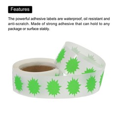 Color Coding Labels Star Burst Sign 1 Roll Fluorescent Green 1″,500 Count/Roll