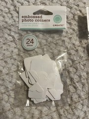 New Martha Stewart Photo Corners Adhesive Brown Ribbon White Embossed Set Of 2