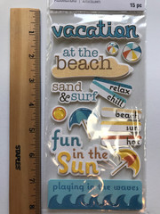 Recollections Beach Vacation Scrapbook Stickers Lot Sand Castle Chair Ocean