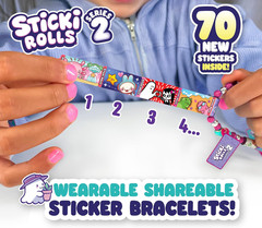 Sticki Bands Wearable Sticker Bracelets – 70 Mini Stickers & 2 Mystery Rolls