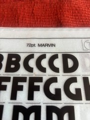 Four (4) Letraset INSTANT LETTERING Transfer Letters Marvin 72pt NICE 1