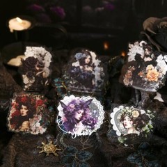 15Pcs Gothic Lace Lady PET Stickers for Bullet Journal Card Scrapbooking Sticker