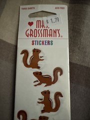 New Mrs. Grossman’s Stickers ANIMALS SQUIRRELS Retired 1999 Vintage