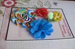 RED GREEN BLUE YELLOW MIXED -Fabric Organza Flowers 15-65mm 5 Flower Pk O5 B NJC