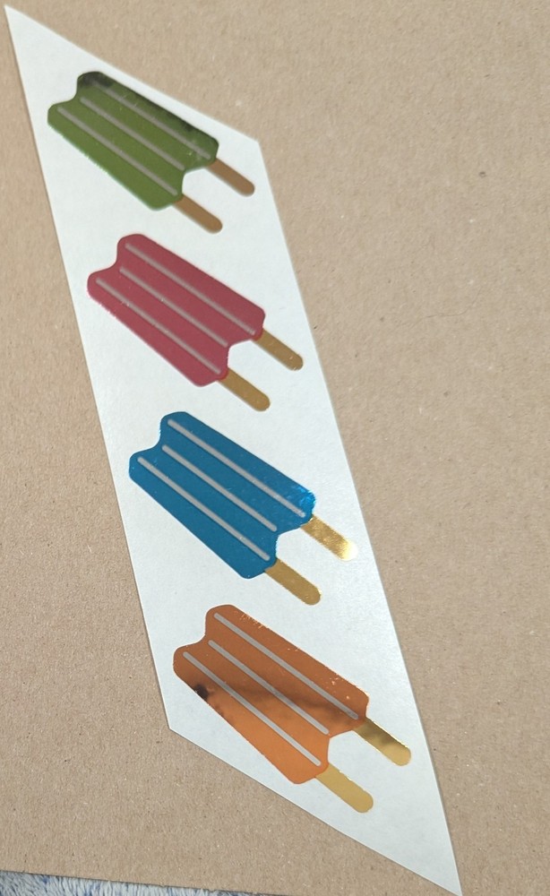 Vintage HAMBLY STUDIOS Popsicles Chrome Mylar Stickers Set of 4