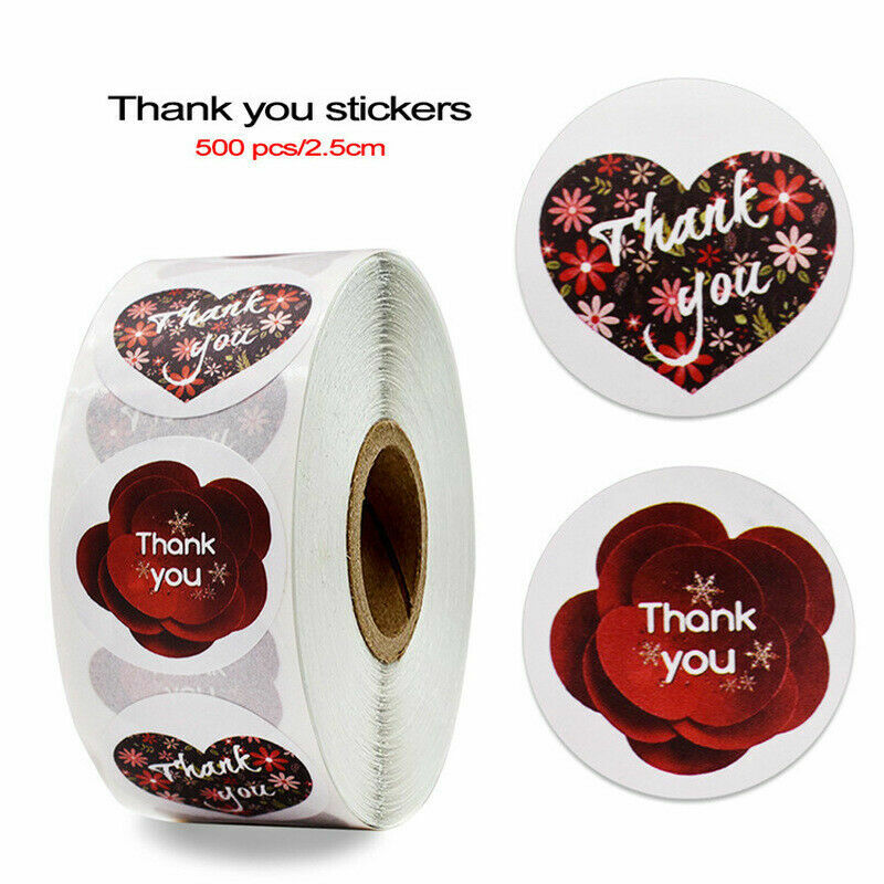 500pcs/roll Thank You Stickers 1inch Letter Seal Purchase Label Gift Sealing DIY