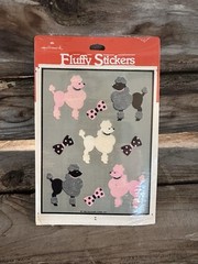Hallmark Vintage 1983 Fuzzy Poodle Sticker Sheets Pink Poodles Dogs