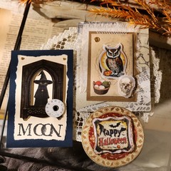 Halloween 2 Small Rub On Transfers Stickers Crafts for Paper Wood Fabric DIY