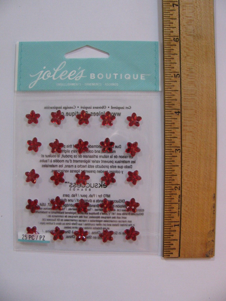 Jolee’s Boutique Embellishments MINI FLOWER GEMS RUBY 25 Pieces NIP