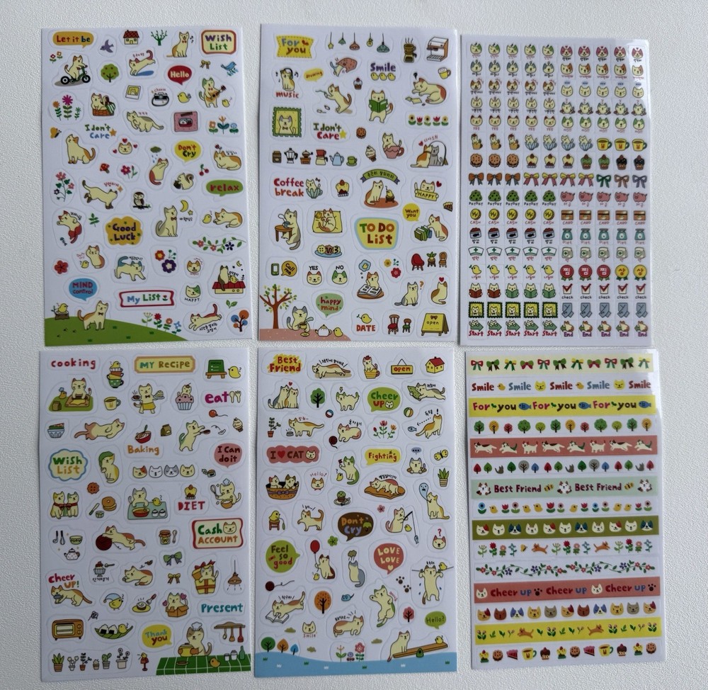 SUPER CUTE! Semi-Translucent Kitty Stickers-6 SHEETS! 3500 Cat Stickers