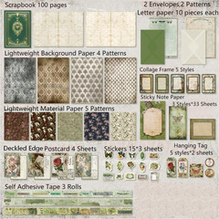 Vintage Scrapbooking Supplies Kit, 185Pcs Junk Journal Kit