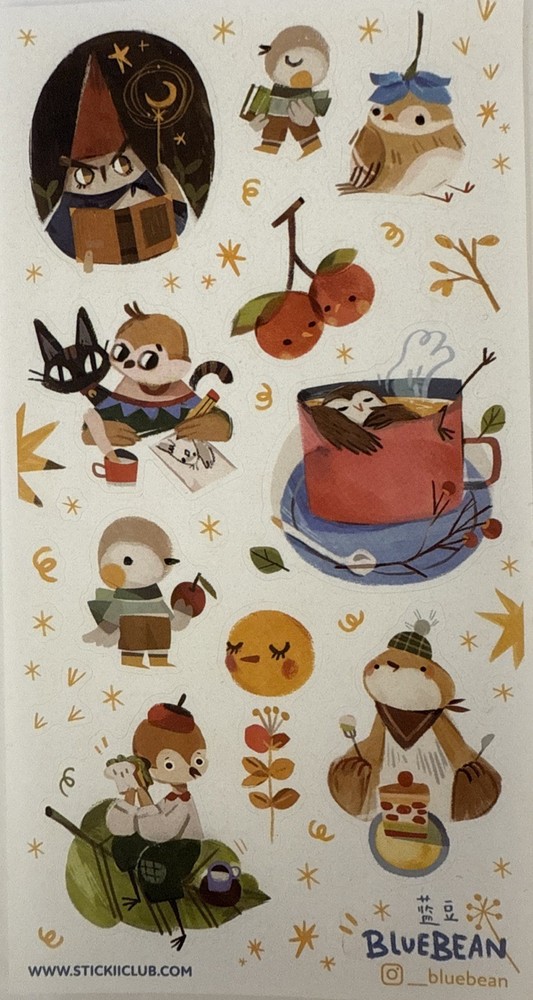 BLUE BEAN ANIMAL Stickers (25+pc)Stickiiclub•Forest•Owl •Bear•Birds•Card Making•