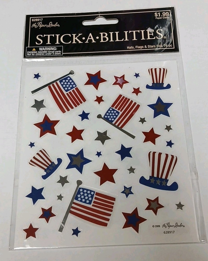 New Stickabilities Patriotic Sticker sheet 76 Pc 2009