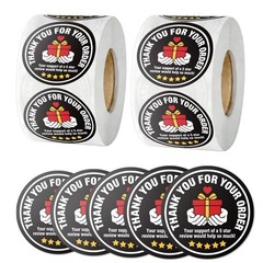 1200Pcs Thank You Stickers 2″ Black Round Waterproof Self-Adhesive Labels for Pa