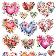 Violette Stickers – Flower Hearts – 1 Floral Heart Sticker Sheet – Scrapbooking