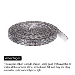 1 Pcs 3 Yards 10mm Self-Adhesive Crystal Rhinestone Ribbon Clear Gray
