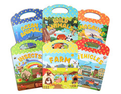 6Pcs Reusable Sticker Books, Sticker Books for Toddlers 2-4 Years, Vehicles Inse