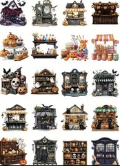 10pcs Halloween Store Front Stickers- Scrapbook, Journal, DIY Crafts & Cards