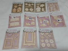 P13 Light Chipboard Embellishments Bundle 11 asst 4×6″ framew/engraved pieces