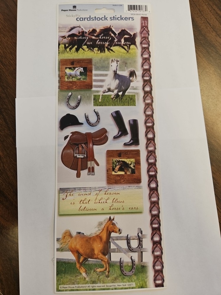 Horses Equestrian Scrapbooking Sticker Paper House Cardstock Cowboy Western