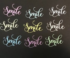 «Smile» word die cut embellishments Choose Color 6 pcs 1-1/2″ x 2-1/4″