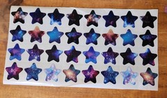 32 Galaxy Star Shaped Multicolor Scrapbooking Stickers Single Sheet Moon & Stars