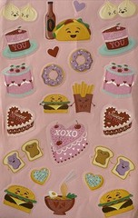 HAPPY FOOD Stickers(22pc) •Cake•Hamburger•Toast•Donut •Taco•Garlic•Fries•Cards•