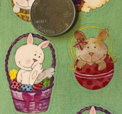 BUNNIES IN BASKET Stickers(12pc) Approx4″x6-1/2″Sandylion•Rabbit•Easter •Eggs