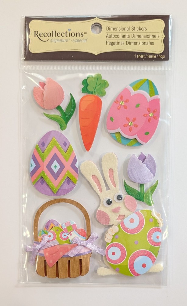 Easter Bunny Eggs Basket Flowers Carrot Scrapbooking Stickers by Recollections