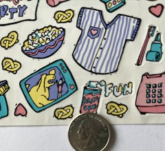 SLUMBER PARTY Stickers(26pc)Frances Meyer•Overnight•Kids•Snack•Nightgown •Girls