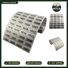 Waterproof Self-Adhesive Inventory Stickers 1001-2000 Silver Finish, 1000 Labels