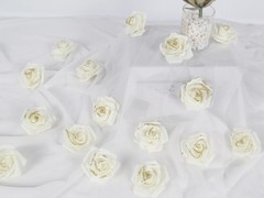 Gold Glitter Ivory Roses 100pcs Stemless Foam Flowers Artificial Real Looking…