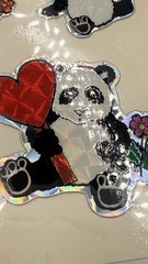 Vtg Panda Bear Prism Sticker Sheet 1980 Classic Stickers Hearts 80’s Love