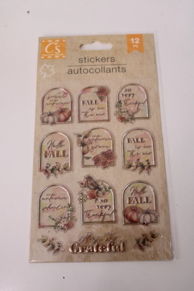 Crafter’s Square Dimensional Fall Window Stickers Always Stay Grateful Scrapbook