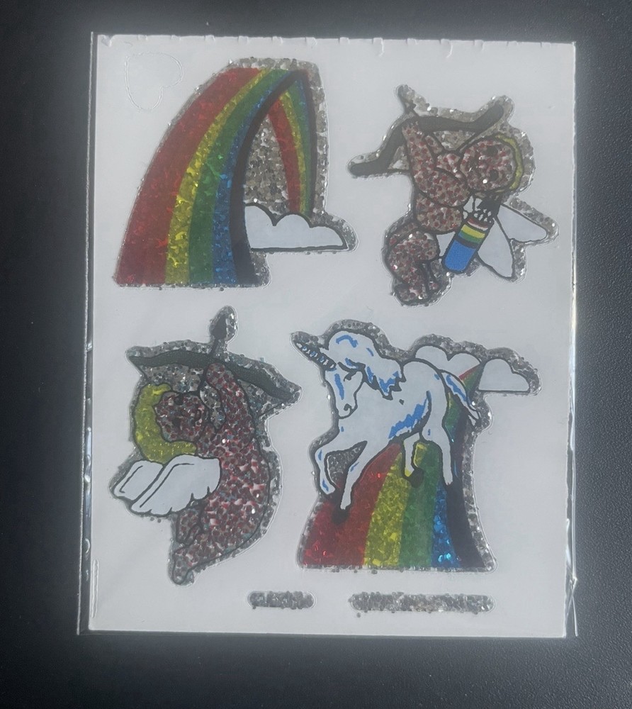 Vintage 80’s Glitter Sticker Vending Machine Mod Unicorn Rainbow Angel Cherub