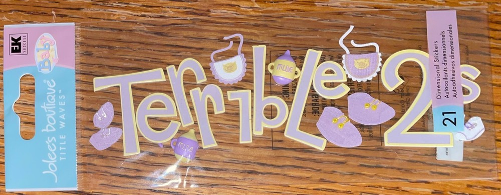 RARE Jolees TERRIBLE 2’s Title Two Year Old Toddler Sippy Cup Bib Shoe Tantrum
