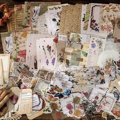 Esweny 260PCS Vintage Journaling Scrapbooking Supplies Scrapbook Sticker Paper E