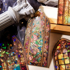 60PCS Large Holographic Gothic Stained Glass Window Medieval Stickers – Vintage