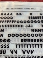 Six Letraset INSTANT LETTERING Transfer Letters Avant Garde Gothic Bold 24pt 1