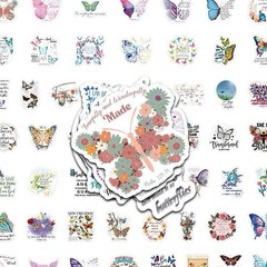 20Pcs Random Aesthetic Butterfly Inspirational Bible Verse Waterproof Stickers