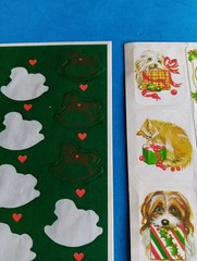 Christmas Holiday Stickers Vintage Cat Dog Puppy Kitten Rocking horse READ