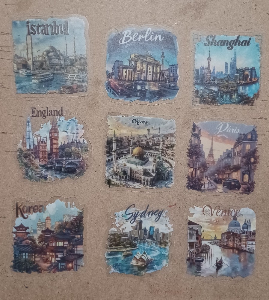 Cities/Countries Themed Stickers – Lot of 9