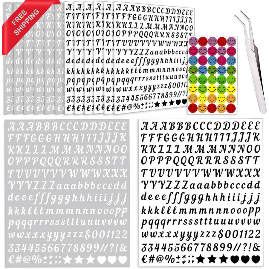 Mini Vinyl Alphabet Stickers – 2500 PCS Cursive Font, 1/2 Inch, Black & White
