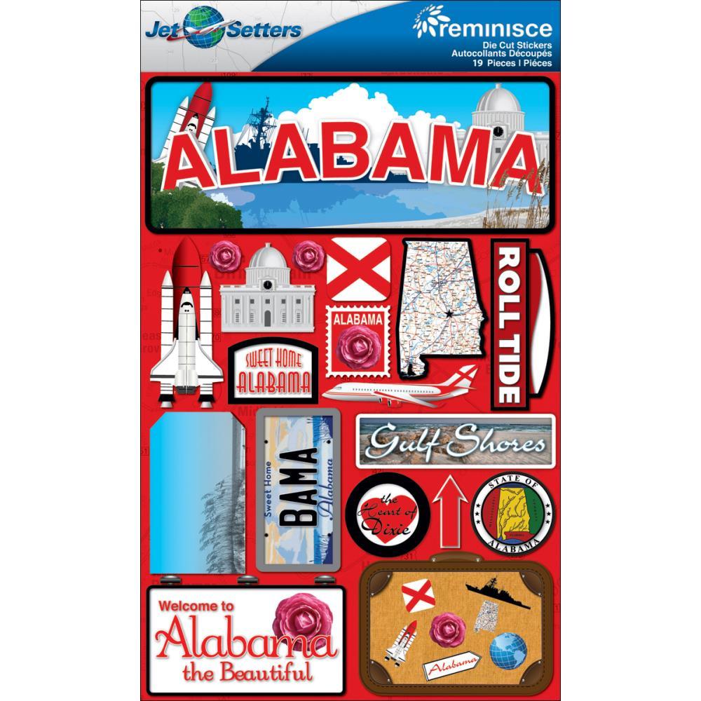 Scrapbooking Crafts Stickers 3D Alabama License Plate Gulf Shores Suitcase Plane