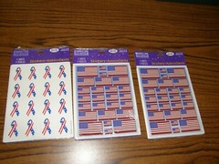 3824) 1 Lot: 3 Packages Stickers Patriotic Flags & Ribbons Heartline New Sealed