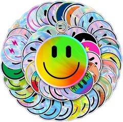 50PCS Smile Holographic Stickers | Cute Water Bottle Stickers for Kids, for T…