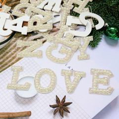 26PCS Self Adhesive A-Z Letters Patches Rhinestone Pearl Alphabet Applique Decor