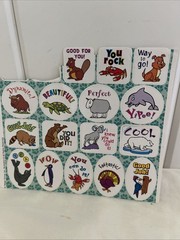 Vintage 80s 90s Stickers LOT Hallmark Suzy Zoo visits Current cartoon characters